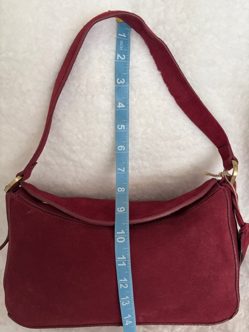 Classic Burgundy Suede Shoulder/Crossbody Bag - Stylish Everyday Carry - Picture 4 of 11